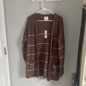 Dry Goods Brown and White Striped Cardigan